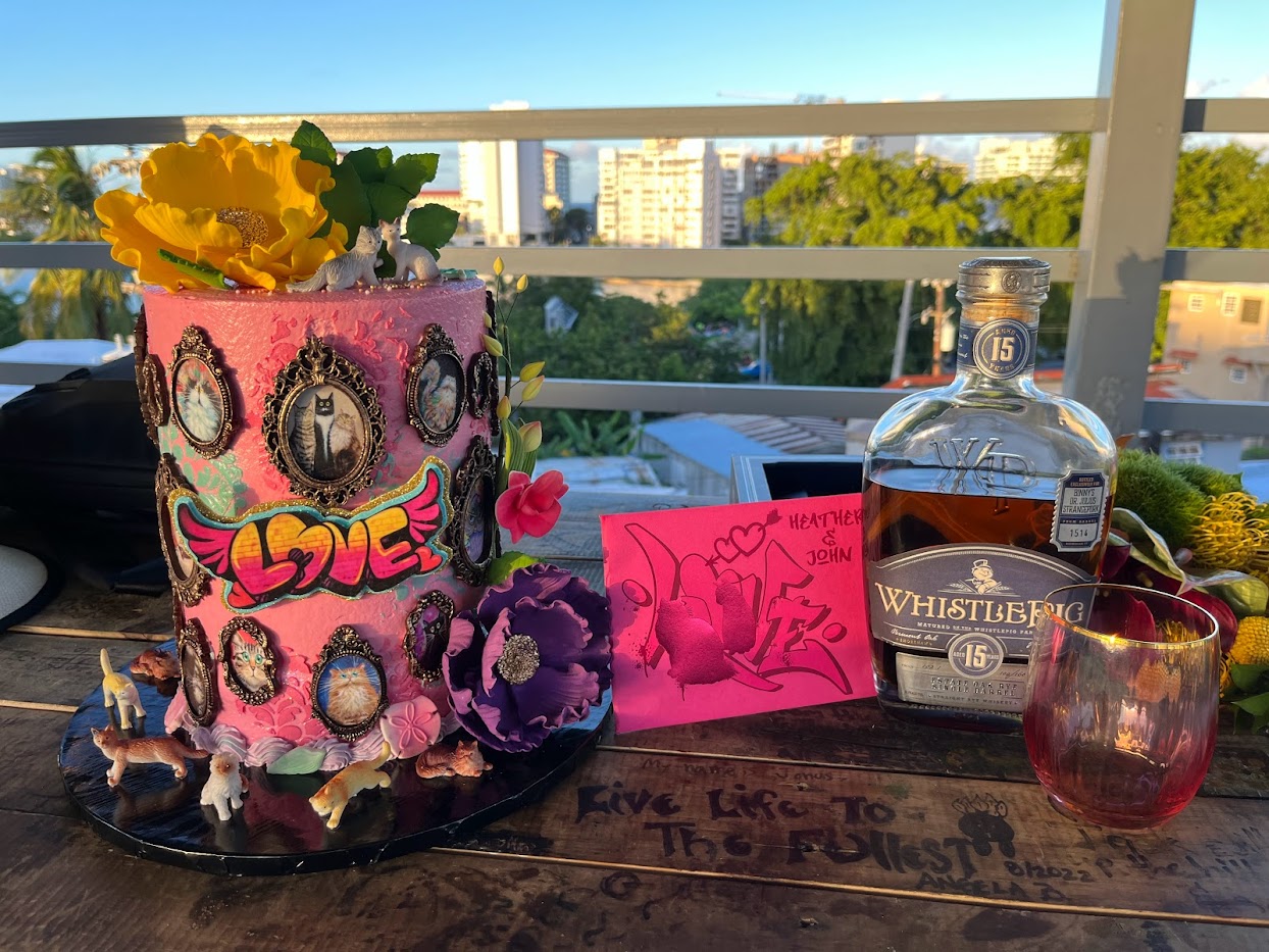 Pink Cat Cake with Whiskey